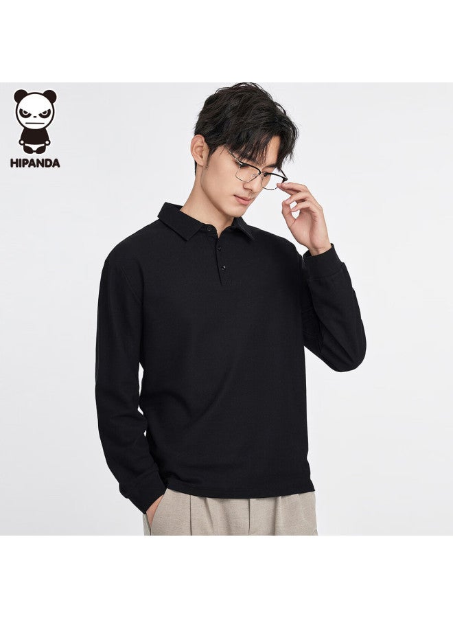 Hipanda Men's Long Sleeve Polo Shirt Spring Trendy Simple Basic Casual Top White M - Image 4