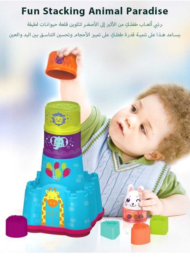 جو توي ألعاب تكديس للأطفال الصغار من عمر 1 إلى 3 سنوات، مصنف أشكال الأكواب المتداخلة للأطفال من عمر 6 إلى 12 إلى 18 شهرًا، مكعبات تعليمية قابلة للتكديس، هدية عيد ميلاد للبنات والأولاد من عمر 9 أشهر - Image 3