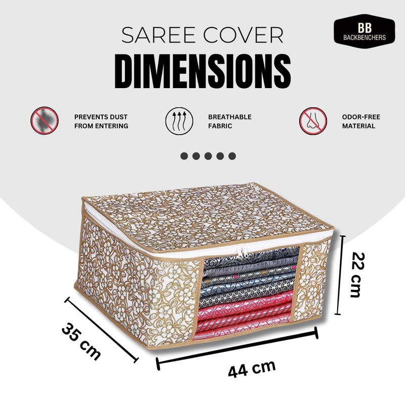 BB BACKBENCHERS BB BACKBENCHERS Clothes Organizer For Wardrobe Pack of 6 Storage Organizer For Saree Shirts Salwar Suit Lehenga Dress Organizer For Wardrobe Saree Covers With Zip Brown - Image 3