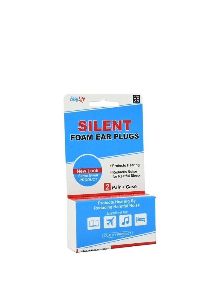 Silent Foam Ear Plugs Noise Reduction Suitable for Studying Sleeping Travelling Earplug 2 Pair