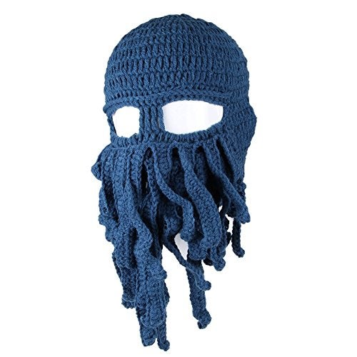 Kafeimali Men's Head Barbarian Vagabond Beanie Original Foldaway Beard Octopus Pirate Hats Bearded Caps (Blue) - Image 1