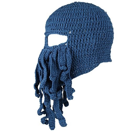 Kafeimali Men's Head Barbarian Vagabond Beanie Original Foldaway Beard Octopus Pirate Hats Bearded Caps (Blue) - Image 3