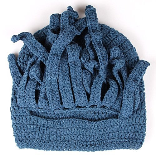Kafeimali Men's Head Barbarian Vagabond Beanie Original Foldaway Beard Octopus Pirate Hats Bearded Caps (Blue) - Image 4