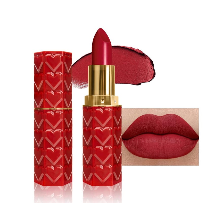 evpct 1Pcs Dark Red Lipstick Silky Velvet Matte Lipstick Pack Sets for Women Long Lasting Smudge Proof Lipstick Lip Stain Makeup Kit matte lipstick 24 hours original R03
