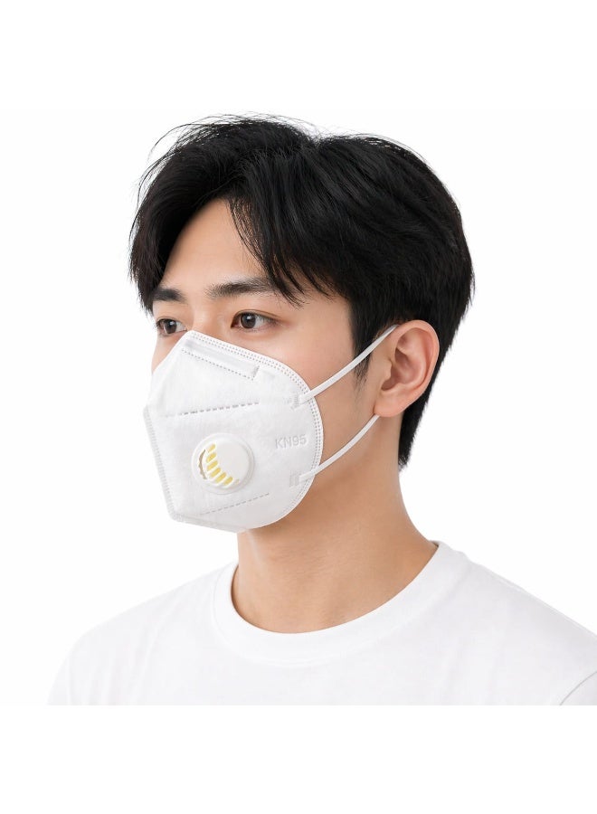 KN95 Protective Face Mask, Dust and Fog Resistant with Nose Clip (25 pieces/box) White color - Image 4