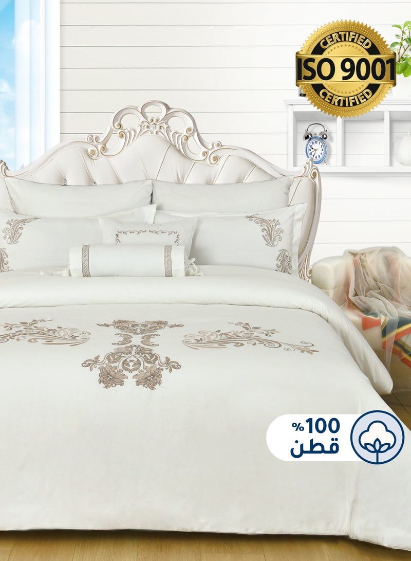 Master Home Textile MASTER Cotton Embroidery Comforter Sets, Fits 200 x 200 cm Double Size Bed, 8 Pcs King Size, 200 TC Cotton  - Image 1