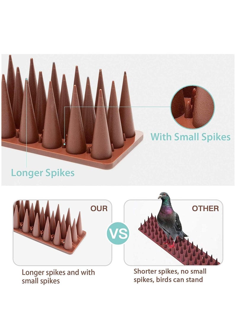 Hihonor Bird Spikes, 20 Pack Bird Nails For Birds, Pigeons, Squirrels, Crows, Cats, Bird Defensive Nails For Outdoors, Keep Birds Away, Plastic Fence Nails For Railings And Roofs - Brown - Image 3