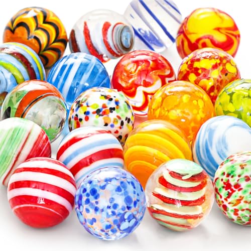 FUTUREPLUSX 20PCS Glass Marbles for Kids 06 Inch Small Colorful Marbles Run Accessories for Kids Game Birthday Party Gifts ParentChild Games - Image 1