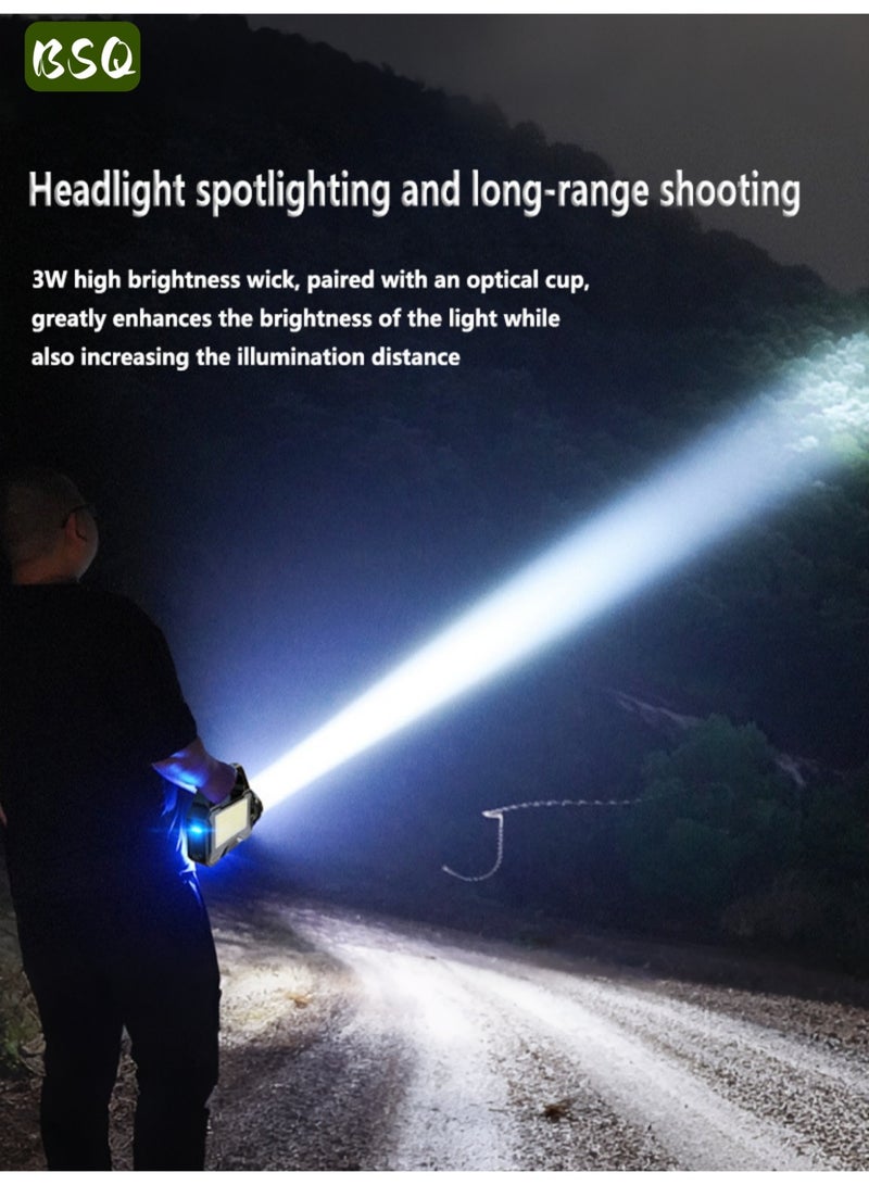 BSQ Solar-Powered Handheld Flashlight | Multifunctional LED Spotlight | USB Rechargeable | Emergency Supplies | Emergency Lighting | 6 Lighting Modes | Waterproof Design | Lightweight & Portable | Ideal for Outdoor Camping or Emergency Situations - Image 4