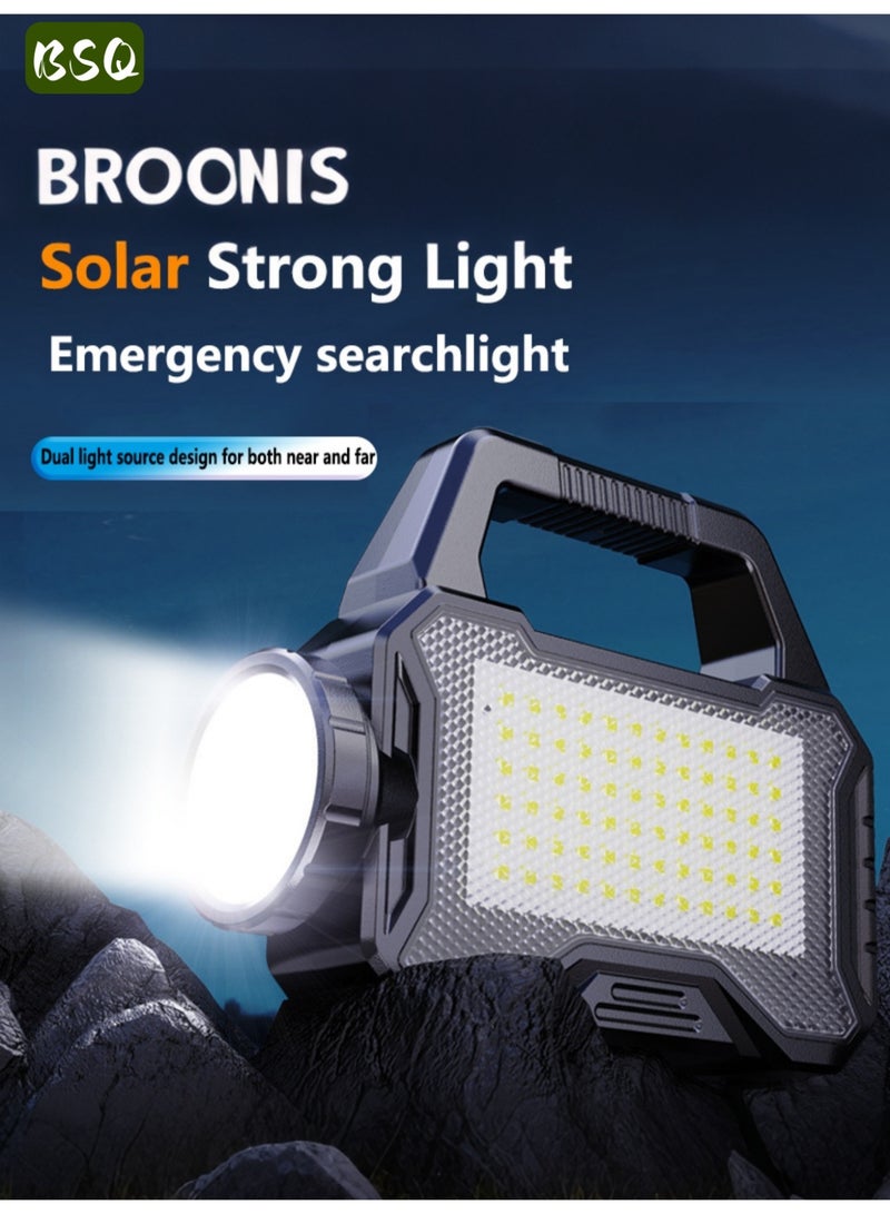 BSQ Solar-Powered Handheld Flashlight | Multifunctional LED Spotlight | USB Rechargeable | Emergency Supplies | Emergency Lighting | 6 Lighting Modes | Waterproof Design | Lightweight & Portable | Ideal for Outdoor Camping or Emergency Situations - Image 2