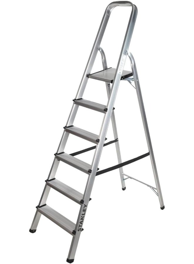 Stanley STANLEY Ladder Aluminium 6 Step sturdy and stable due to non-slip rubber rail feet  - Image 1