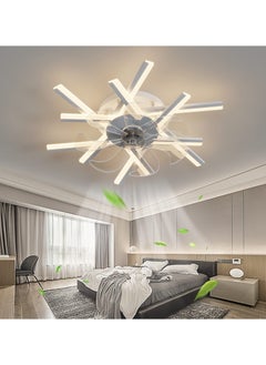 Ganeed Ganeed Dimmable LED Ceiling Fans with Light 6-Speed Ceiling Fan Lights Modern Ceiling Lighting for Living Room/Bedroom/Dining Room/Kitchen (62cm Diameter)  - Image 1