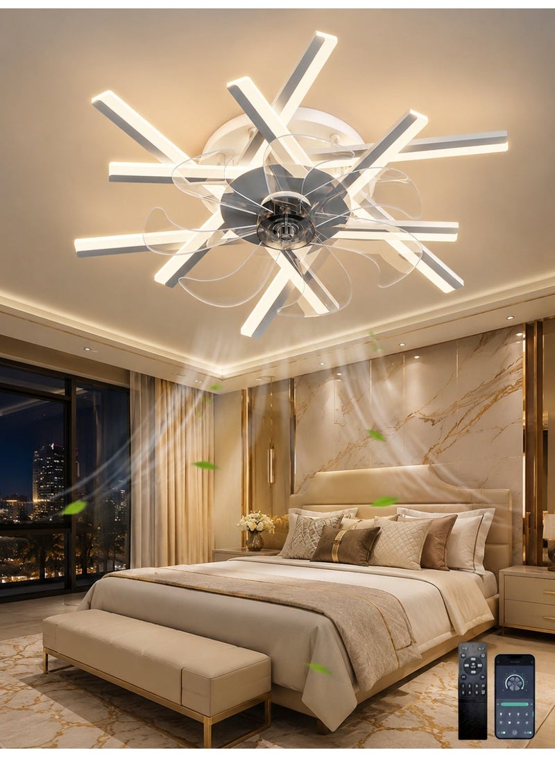 Ganeed Dimmable LED Ceiling Fan with Light – 6-Speed, Modern Design – Suitable for Living Room, Bedroom, Dining Room & Kitchen – 62cm Diameter - Image 1