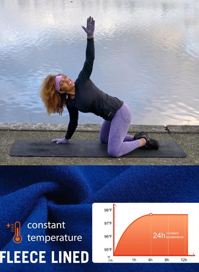 Baleaf Thermal Shirts for Women Long Sleeve Fleece Tops Running Workout Cold Weather Gear Compression Zipper Pocket, Navy, M - Image 4