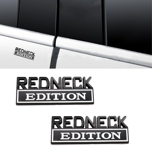 CARRUN 2 Pcs Redneck Edition Emblem Car Side Rear Front Hood Trunk Door Badge 3D Decal Sticker Fit for Car Truck SUV (Redneck, Black White) - Image 3