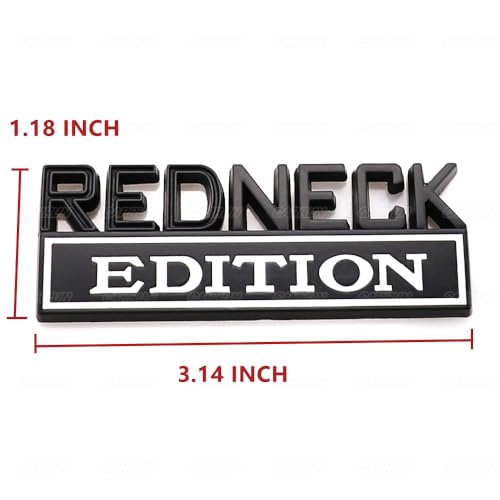 CARRUN 2 Pcs Redneck Edition Emblem Car Side Rear Front Hood Trunk Door Badge 3D Decal Sticker Fit for Car Truck SUV (Redneck, Black White) - Image 4