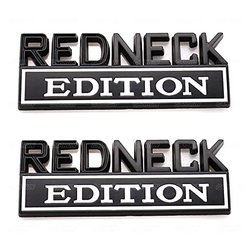 CARRUN 2 Pcs Redneck Edition Emblem Car Side Rear Front Hood Trunk Door Badge 3D Decal Sticker Fit for Car Truck SUV (Redneck, Black White) - Image 1