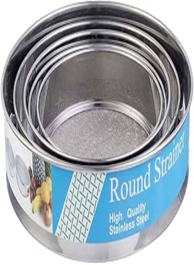 Hansen Stainless Steel Round Flour Strainers Set, 5 Pieces - Silver
