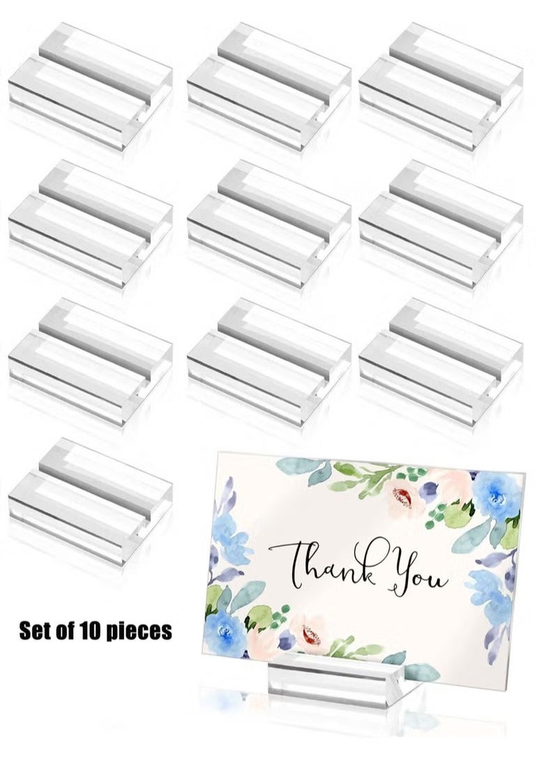 Generic 10 Pieces Acrylic Stand Transparent Place Card Holder 50*30*10 MM Table Number Display Stand with Card Slot Sign Stand Business Card Display Stand  for Dining Table Wedding Office Meetin  - Image 1