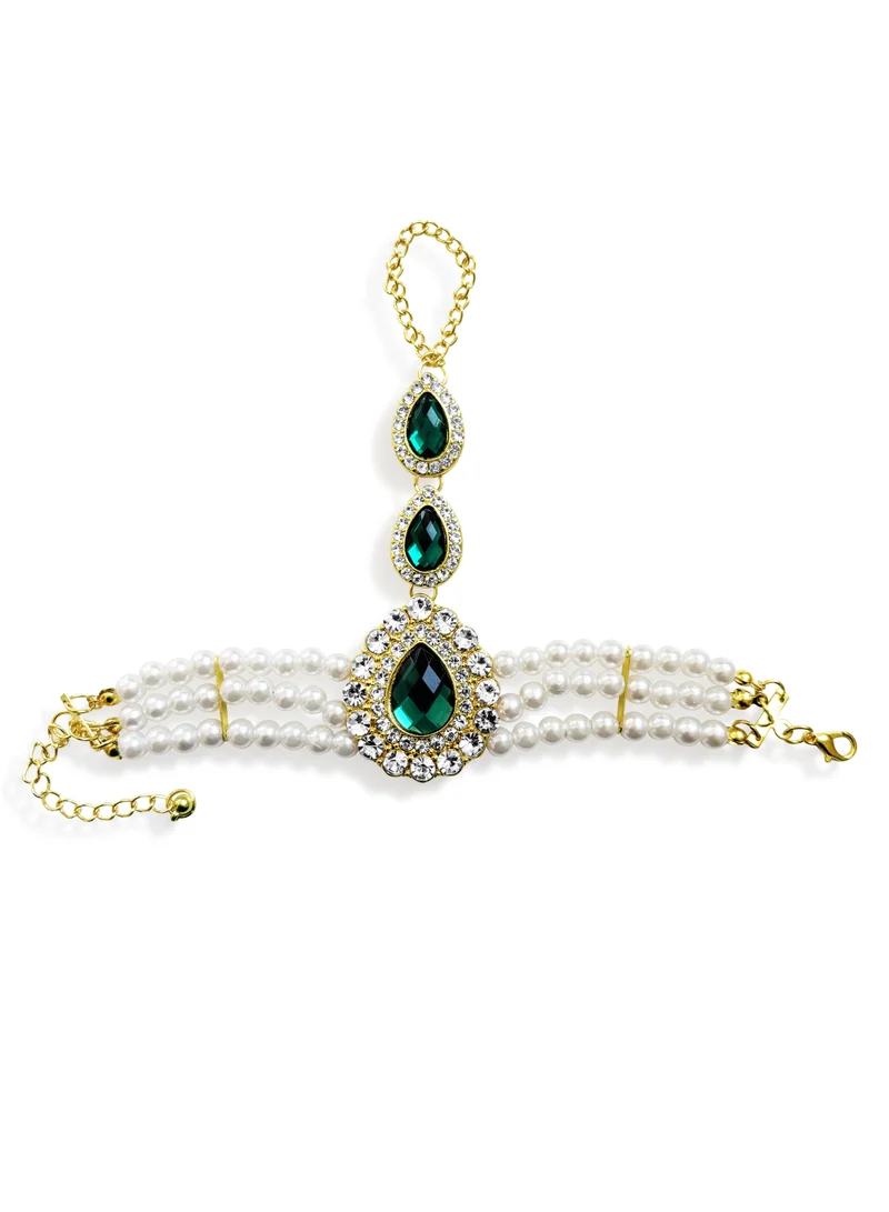 Regal Empress Pearl And Emerald Finish Bracelet