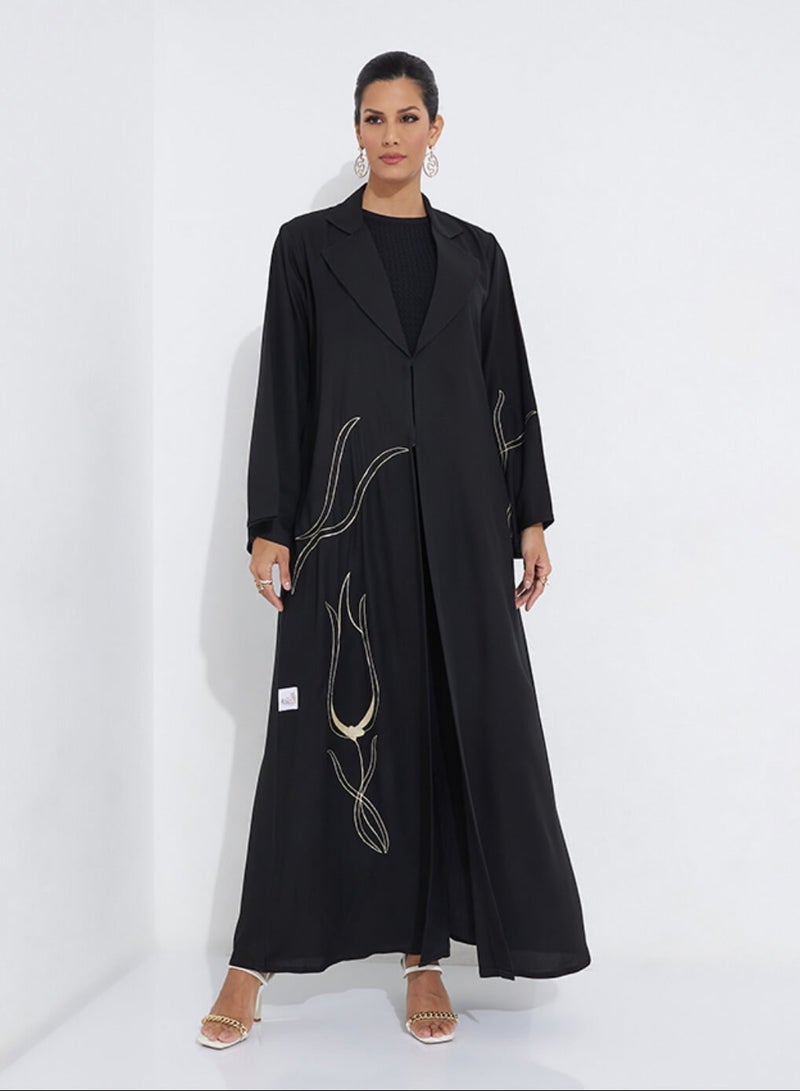 Rosette Abaya Embroidered Blazer Abaya - Image 1