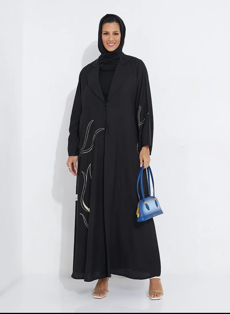Rosette Abaya Embroidered Blazer Abaya