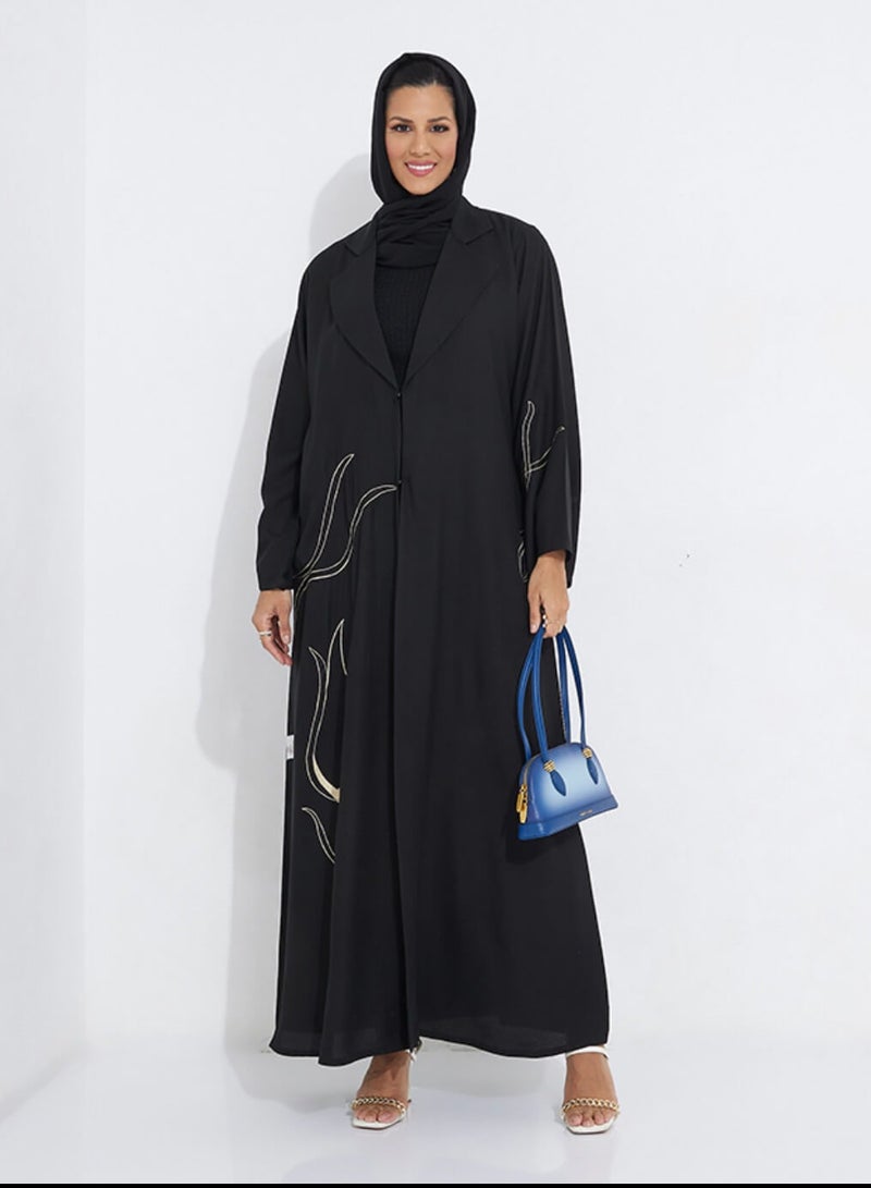 Rosette Abaya Embroidered Blazer Abaya - Image 4