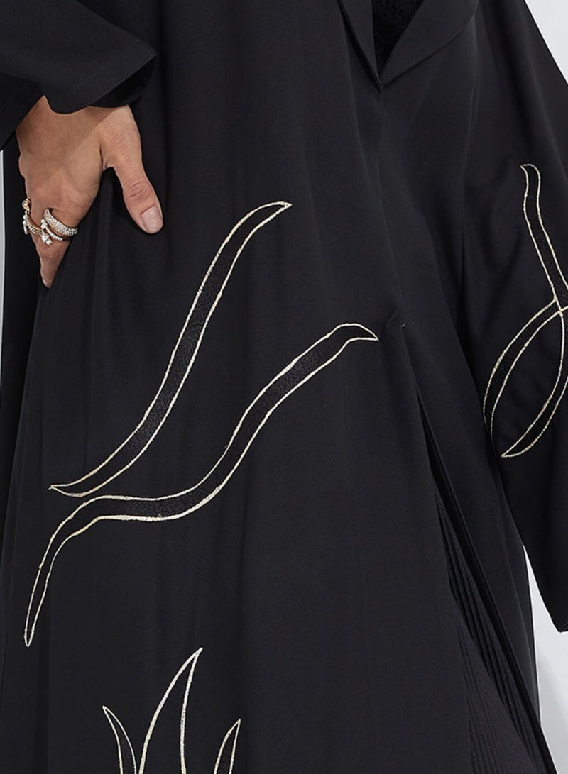 Rosette Abaya Embroidered Blazer Abaya - Image 2
