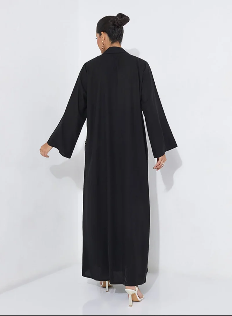 Rosette Abaya Embroidered Blazer Abaya