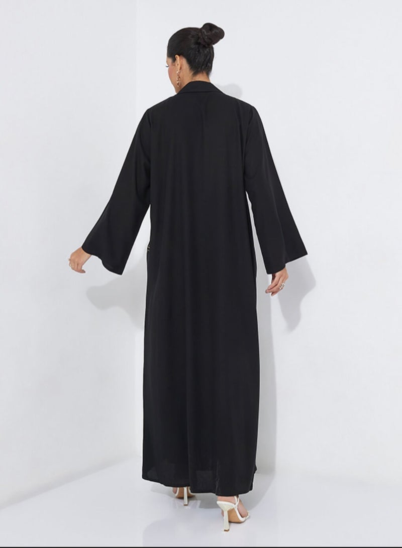 Rosette Abaya Embroidered Blazer Abaya - Image 3