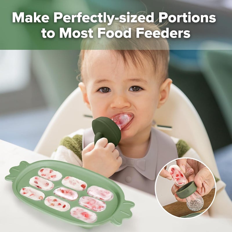 Haakaa Baby Popsicle Mold - Baby Food Maker & Breastmilk Teething Freezer Tray - BPA Free Silicone-Green - Image 2