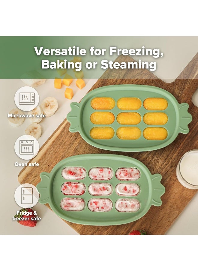 Haakaa Baby Popsicle Mold - Baby Food Maker & Breastmilk Teething Freezer Tray - BPA Free Silicone-Green - Image 3