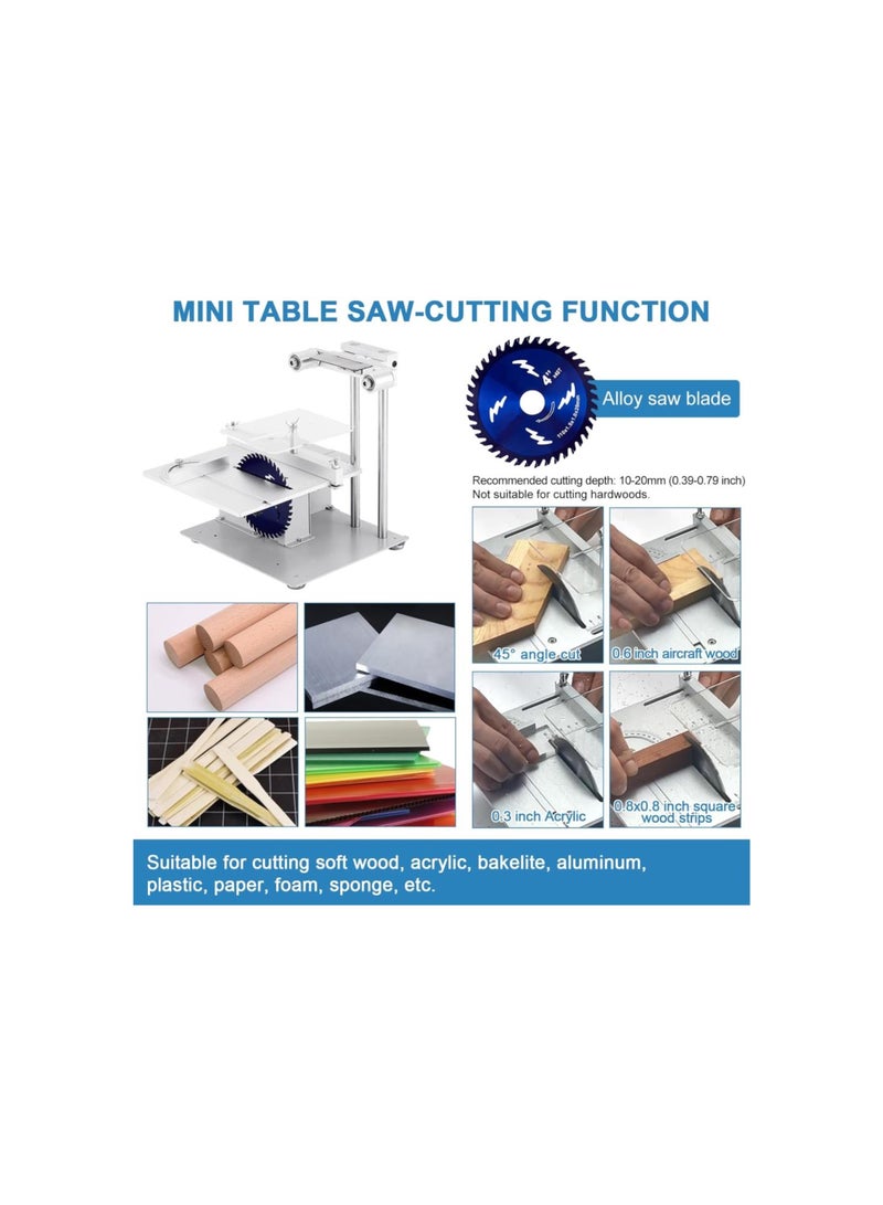 silvercnc 4-in-1 Table Saw Belt Disc Sander with 1x21 inch Sanding Belt and 4 Sanding Disc, 4 Woodworking Table Saw Blade, Chuck and Flexible Shaft for DIY Crafts Cutting, Grinding Drilling and Polishing  - Image 2