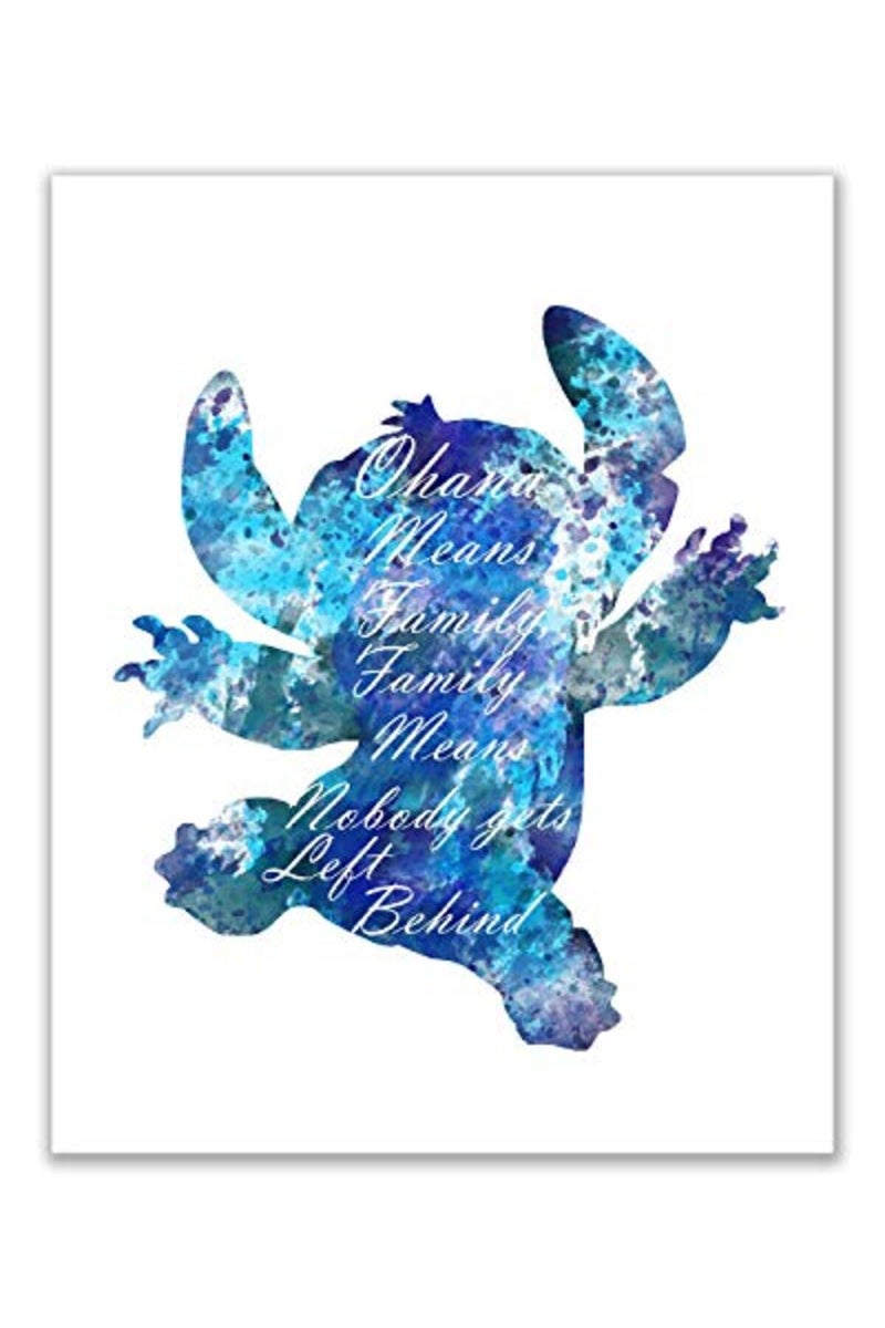 BigWig Prints BigWigPrints Lilo & Stitch Wall Art - Set of 3 (8 inches x 10 inches) Ohana Means Family Poster Prints Coachella Watercolor Quote, Nursery - Image 4