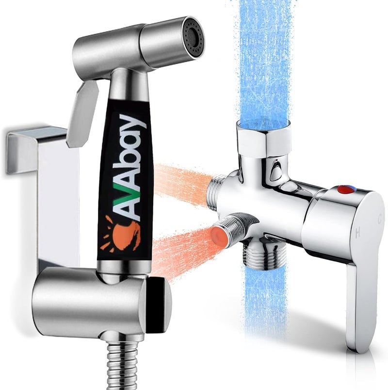 Avaby Hot and Cold Bidet Sprayer for Toilet w/Thermal Insulated Grip - Hot Water 180°F Handheld Sink Bidet Shataff - Diaper Sprayers - Muslim Shower Hand Held Attachment for Sink Hose Sprayer - Image 1