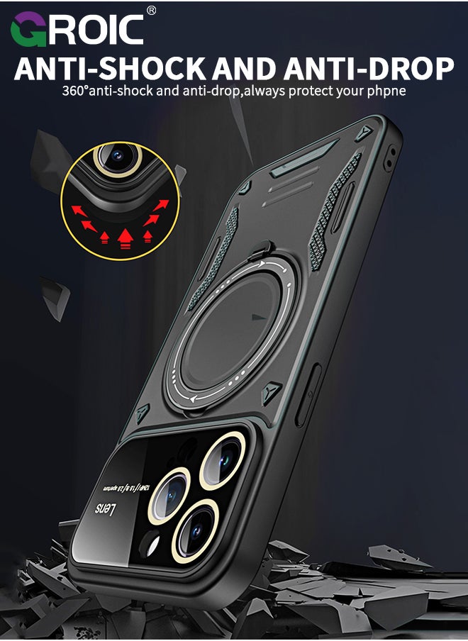 GROIC - Magnetic Case for iPhone 15 Pro 6.1" Case with Invisible Magnetic Ring Stand Compatible with MagSafe, Full Camera Lens Protection,Anti-Fingerprint, Shockproof Protective - Image 1