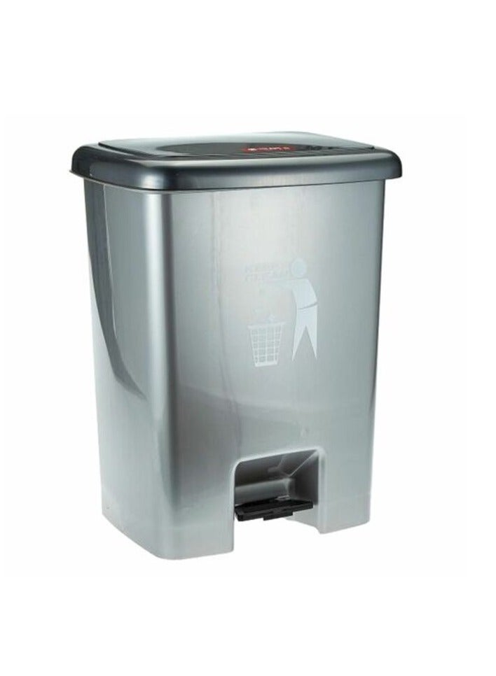Lion Star Square Waste Bin With Pedal Grey 25L