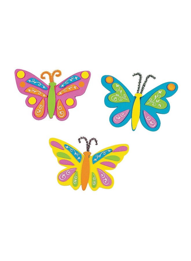 Fun Express Butterfly Foam Magnets Craft Kit - Makes 12 - DY Spring Crafts for Kids and Fun Home Activities