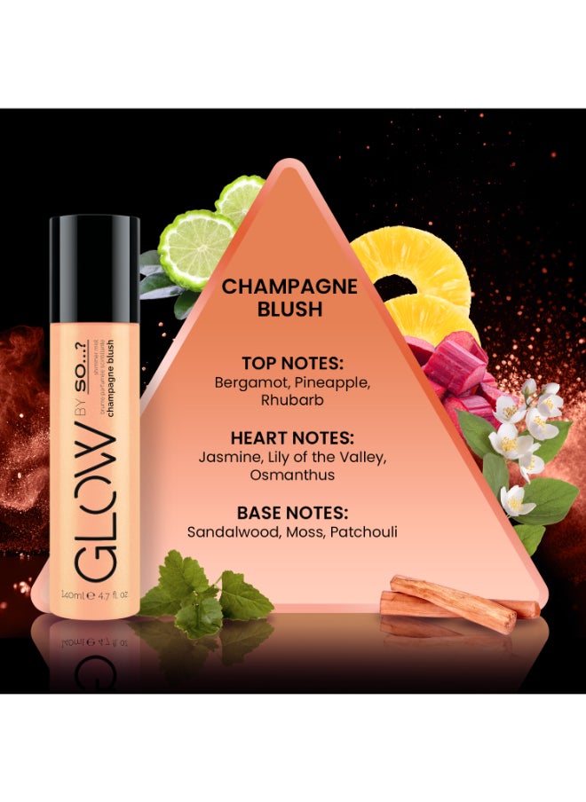 So..? - Champagne Blush Body Mist for Women – Luxurious Shimmer Perfume Mist with an Illuminating, Long-Lasting Fragrance, Perfect for Radiant Skin, 140ml - Image 1