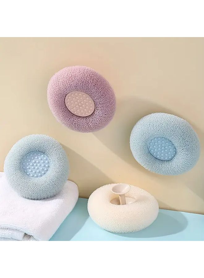 Gentle Light Beige Scrubber Bath Sponge Ball With Suction Cup - Image 2