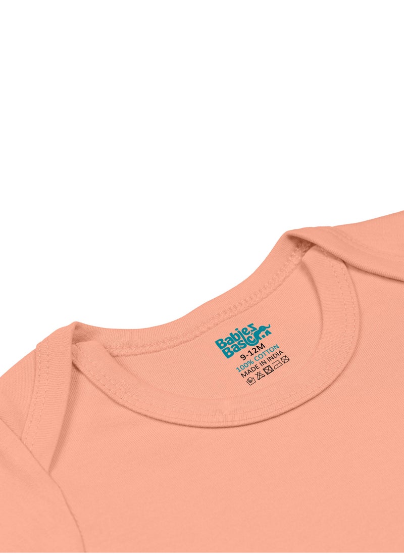 Babies Basic - 100% Super Combed Cotton, Short Sleeves Romper/Bodysuit, For New Born To 24Months, Set Of 3 - Blue, Brown, Orange - Image 1