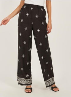 Styli Placement Print Spread Buttoned Shirt and Wide Leg Pants Set  - Image 3