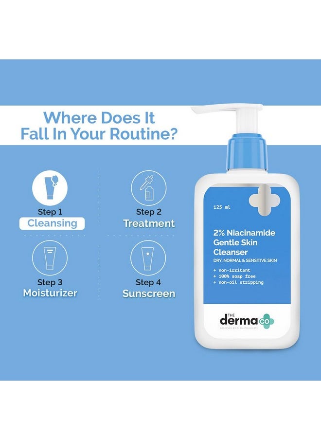 THE derma Co 2% Niacinamide Gentle Skin Cleanser For Sensitive, Dry, Normal Skin - 125 Ml Non-Irritant | 100% Soap-Free | Non-Oil Stripping | Gently Cleanses Makeup  - Image 5