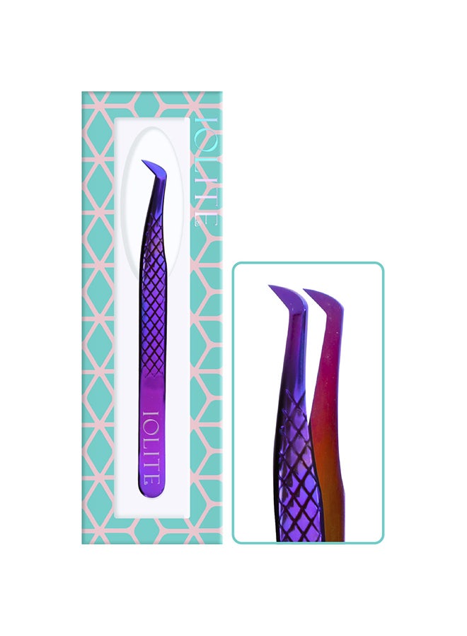 IOLITE Eyelash Extension Tweezers For Volume Lashes Professional Precision Stainless Steel Curved Angled Tips - Image 3