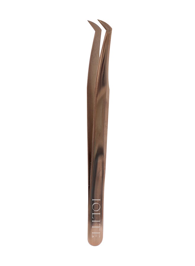 IOLITE Eyelash Extension Tweezers For Volume Lashes Professional Precision Stainless Steel Curved Angled Tips - Image 4