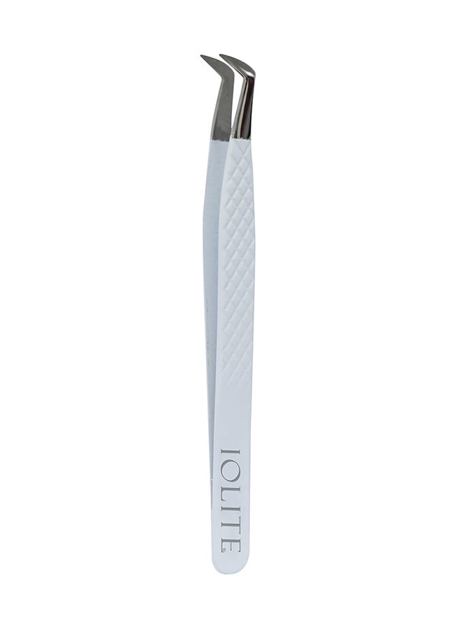 IOLITE Eyelash Extension Tweezers For Volume Lashes Professional Precision Stainless Steel Curved Angled Tips - Image 5