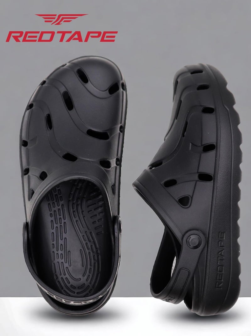 Red Tape Men's Discover Comfortable Clogs || Sandals with Adjustable Back Strap for Men Black - Image 2