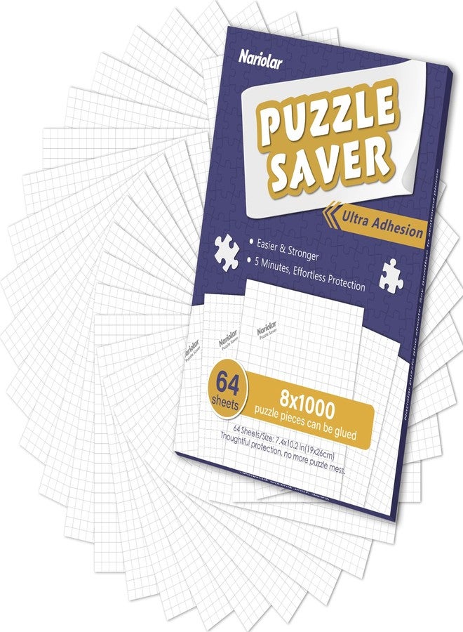 Nariolar Ultra Adhesion Puzzle Glue Sheets, 64 Puzzle Saver Sheets Preserves 8×1000 Pieces - Image 1