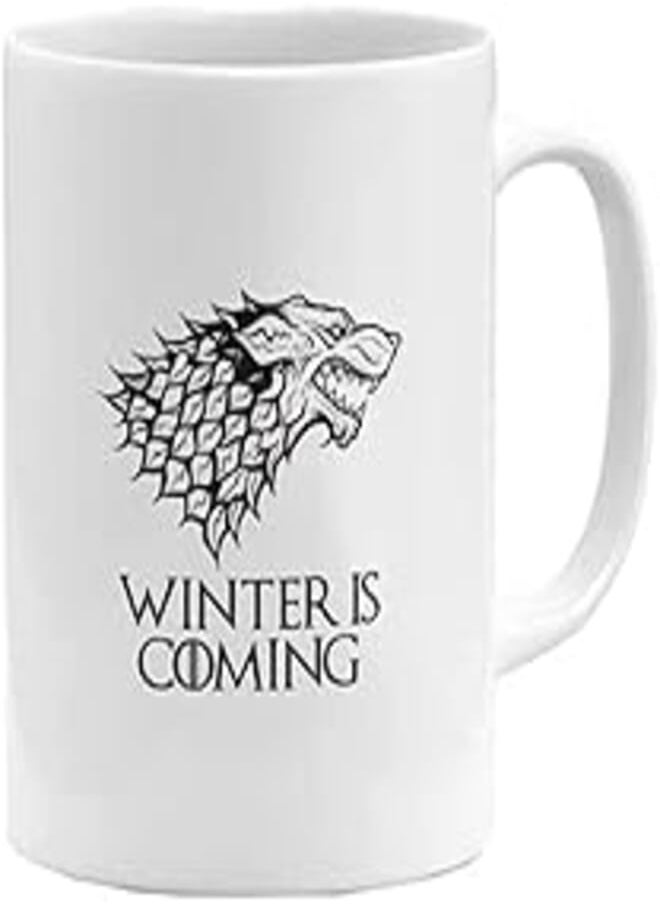 RYN - RYN PRINTED DESIGN Game Of Thrones Winter Is Coming Sigil Printed Coffee Mug White/Black 11ounce - Image 1