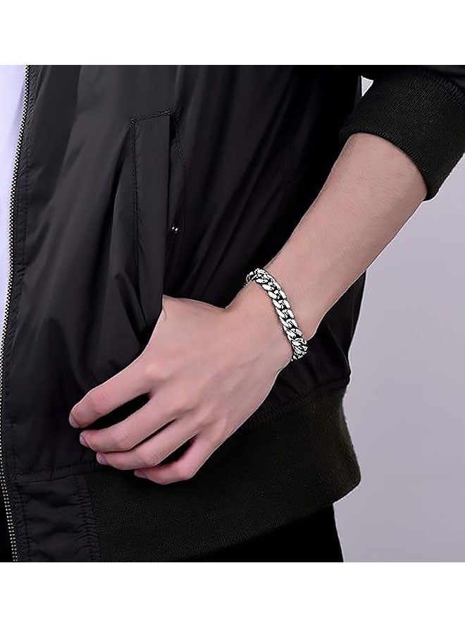 Solid Chain Bracelets 20 cm Heavy Silver Cuban Link Bracelets  Premium Quality Fine Bracelets For Men and Women, Ideal for Daily Wear, Office Outfits, Date Nights, Weekend Hangouts, Music Festivals, Wedding Guest Looks, Casual Gatherings and Formal Events - Image 2